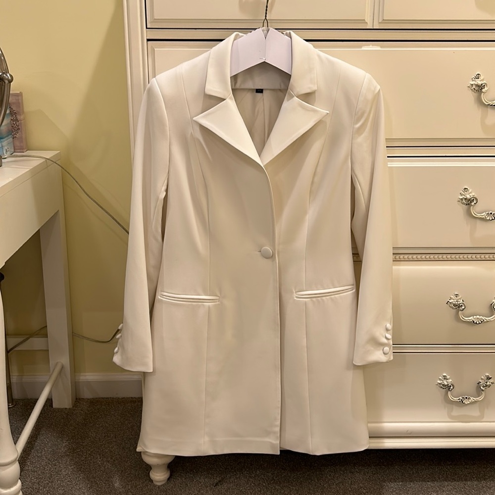 Sleek blazer mini dress - white - size 10